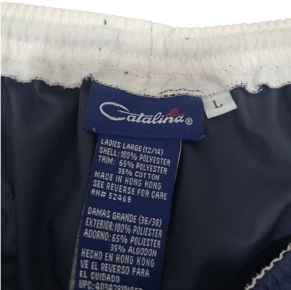 Catalina Polyester Track Pants Drawstring Zip Vent Hem Navy Size Large 12/14 - Picture 2 of 7